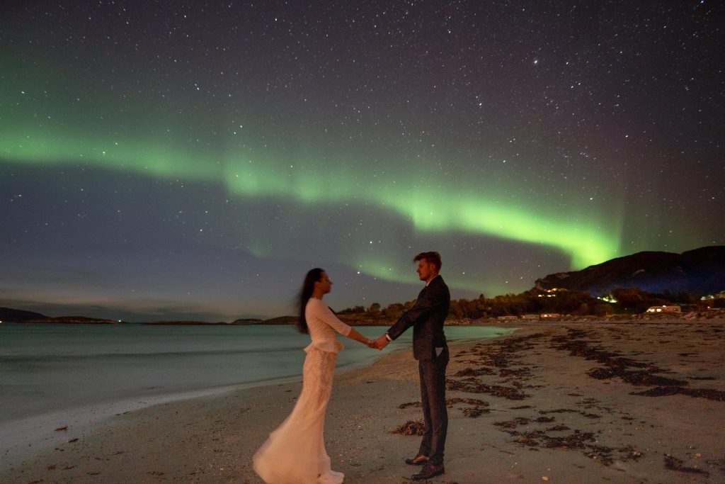 zorza polarna, bodo, gazela w laponii